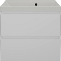 Style Line Тумба с кварцевой раковиной жасмин Манхэттен 60 Plus подвесная эмаль белая матовая – фотография-1